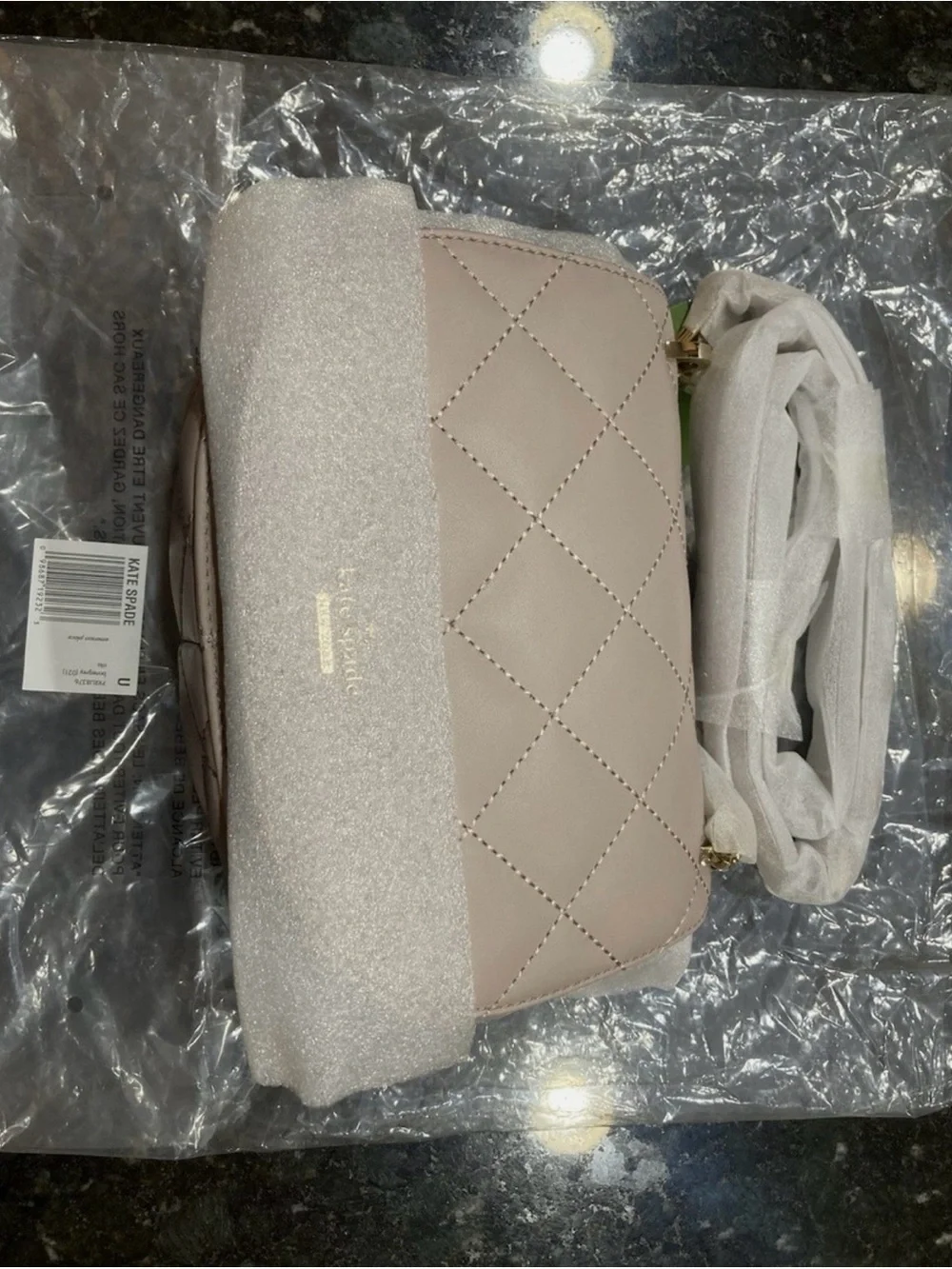 NWT kate spade Quilted Saddle Crossbody Bag in Taupe